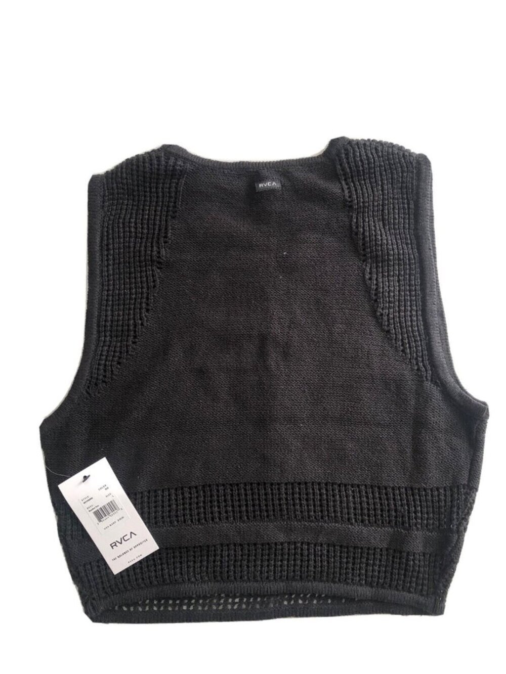 RVCA Number One Cable Knit Crop Sweater Sleeveless Size S M L - Picture 2 of 9